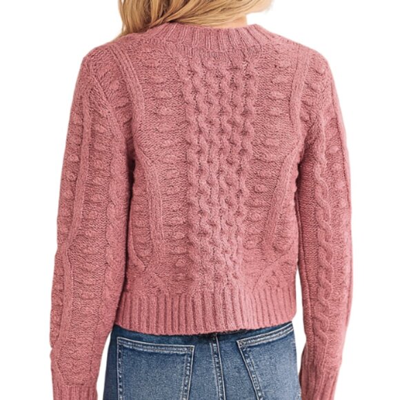 Anthropologie Self Contrast NWT Small Cable Knit Cropped Sweater Blush Pink - Picture 2 of 10